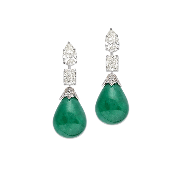 Emerald Drop Diamond Solitaire Earrings