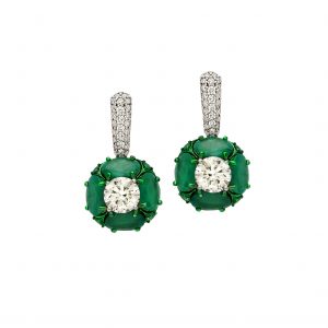 Emerald Diamond Solitaire Hanging Earrings