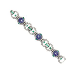 Tanzanite Emerald Art Deco Bracelet