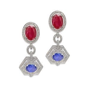 Art Deco Ruby Tanzanite Earrings