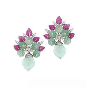 Russian Emerald Ruby Earring