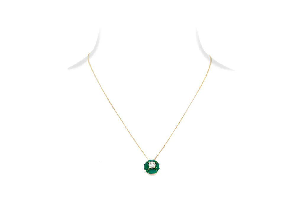 Emerald Diamond Solitaire Pendant