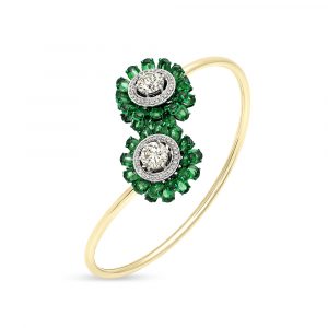 Emerald Diamond Solitaire Snowflake Wrap Bracelet 