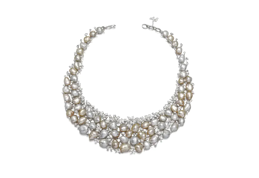 Classic Keshi Pearl Diamond Necklace
