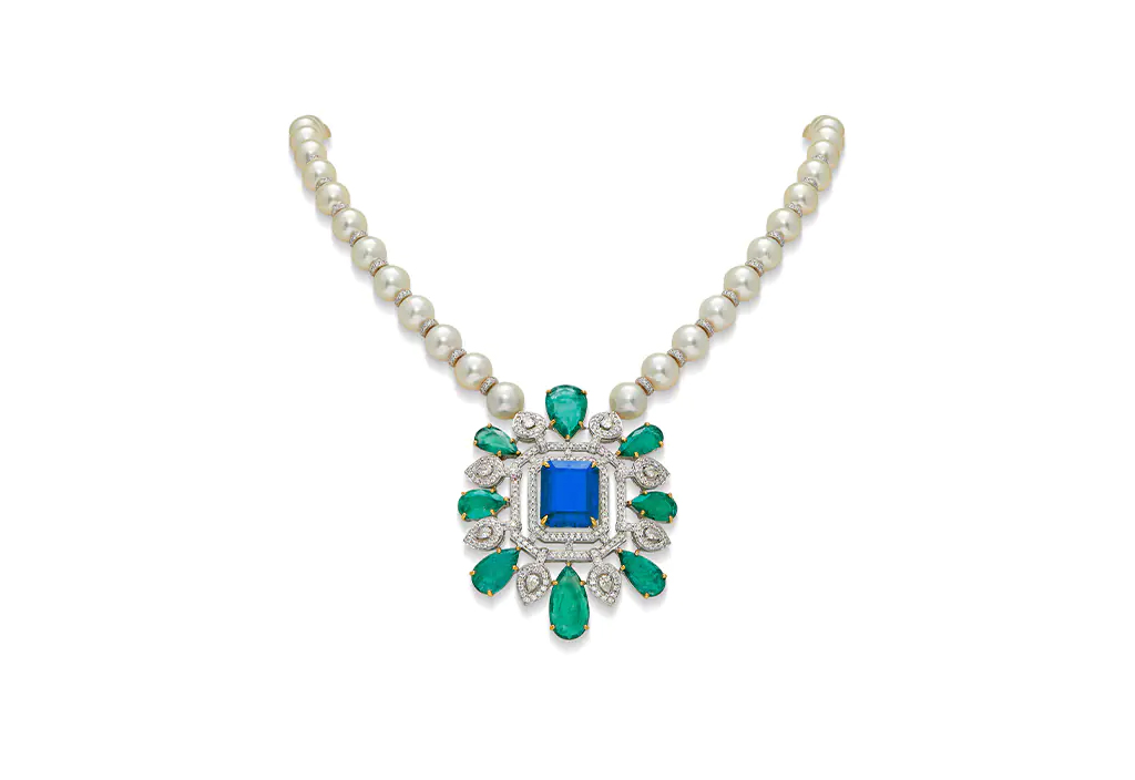 Pearl Emerald Tanzanite Pendant