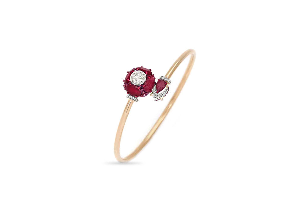 Ruby Diamond Solitaire Wrap Bracelet 