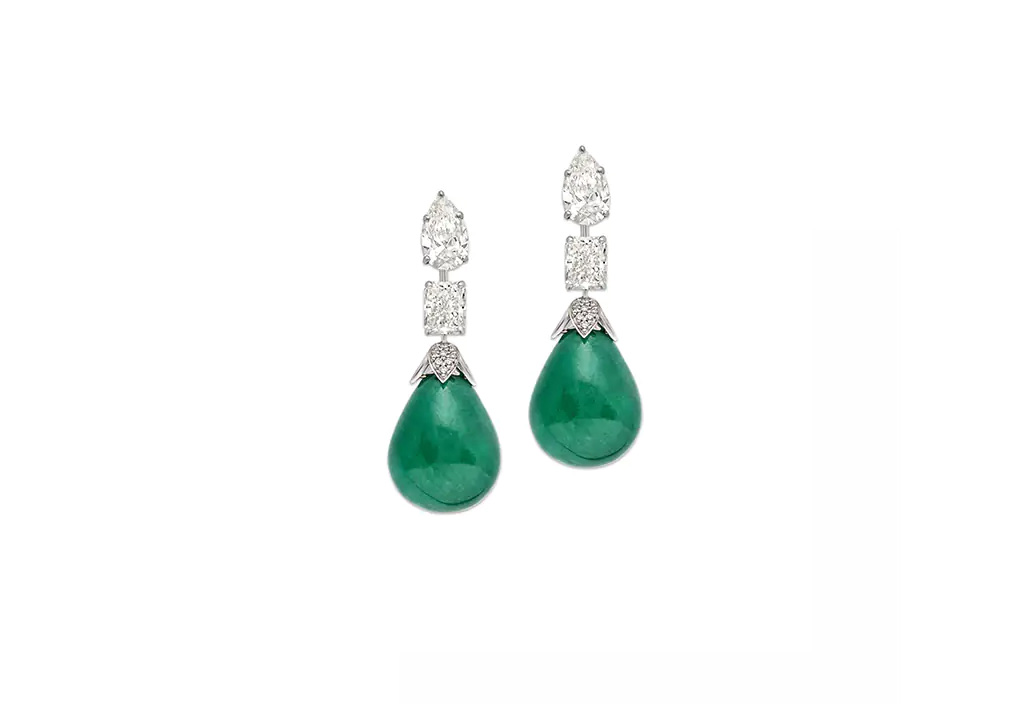 Emerald Drop Diamond Solitaire Earrings