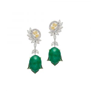Yellow Diamond Emerald Bridal Earrings
