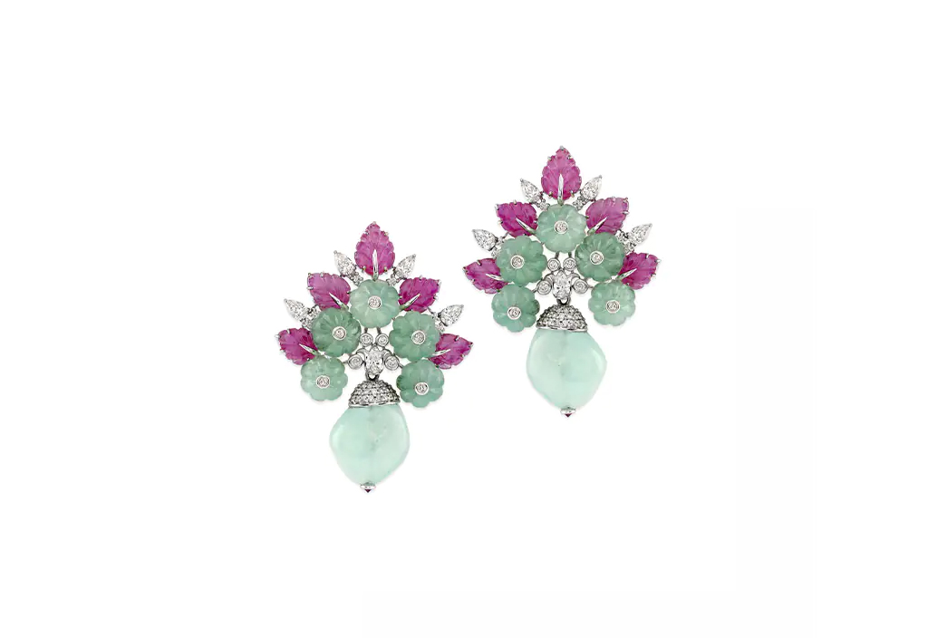 Russian Emerald Ruby Earrings