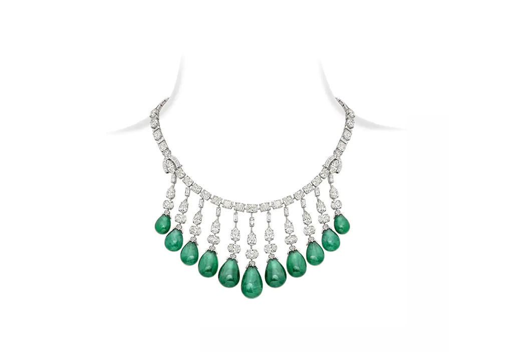 Emerald Drop Diamond Solitaire Necklace