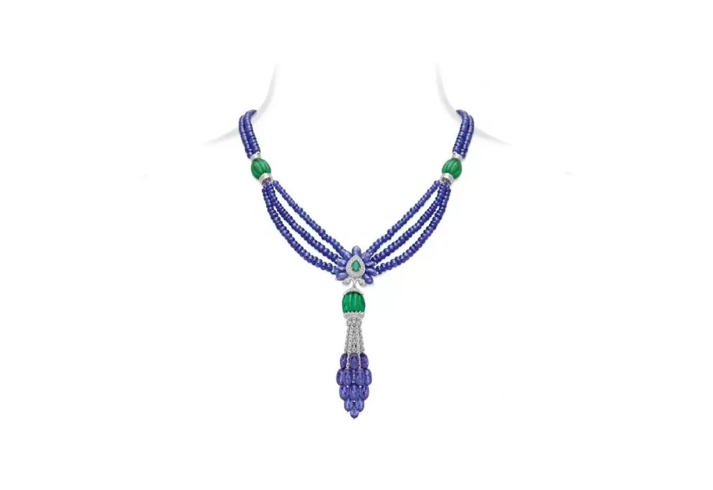 Tanzanite Emerald Floral Sautoir Necklace