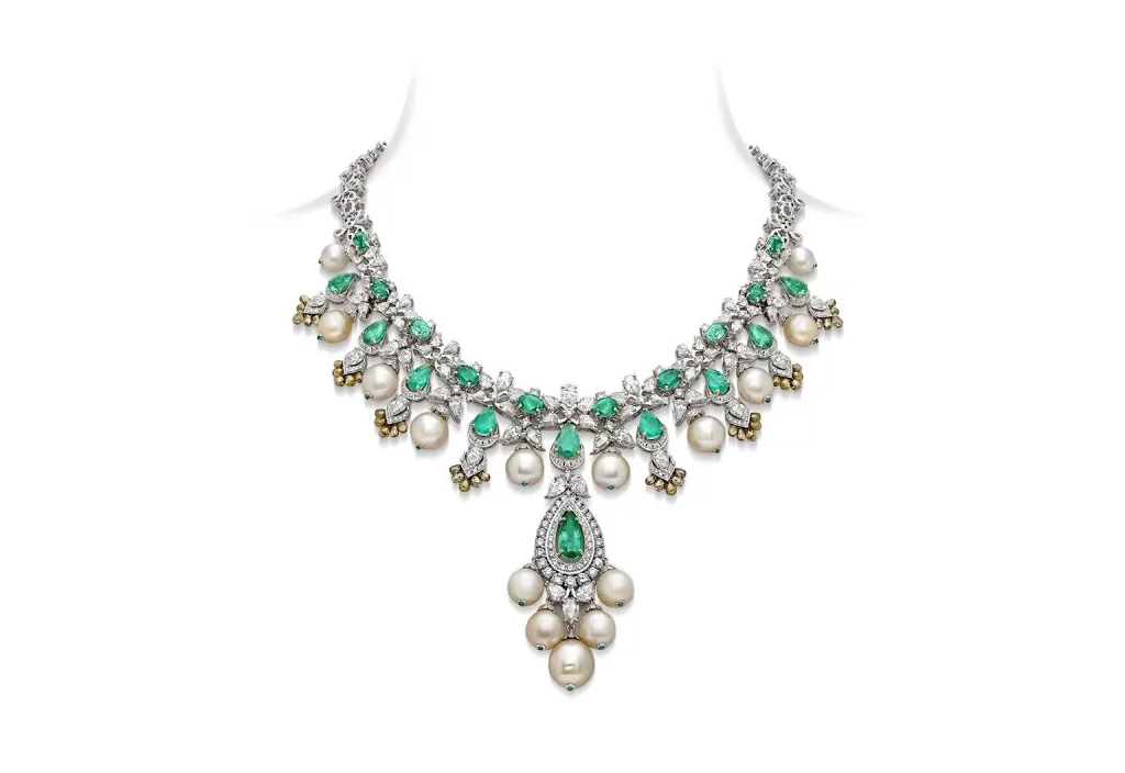 Diamond Emerald Drop Bridal Necklace