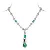 Art Deco Emerald Diamond Pendant Necklace