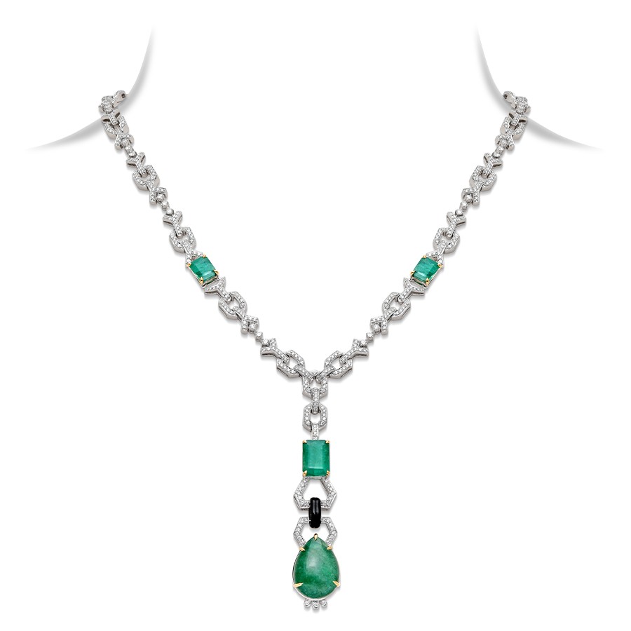 Buy Art Deco Emerald & Black Onyx Earrings For Women Online in India
