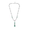 Art Deco Emerald Diamond Pendant Necklace