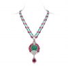 Carved Emerald & Ruby Pendant Necklace