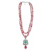 Rubelite Emerald Art Deco Pendant Necklace