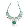 Carved Emerald and Pearl Bridal Necklace