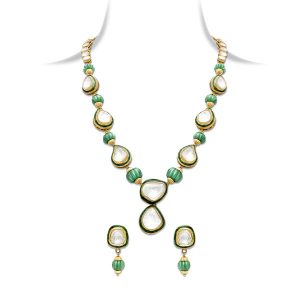 Emerald and Uncut Diamond Pendant Set