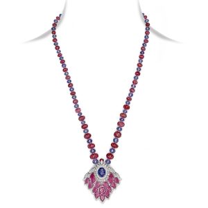 Carved Ruby & Tanzanite Pendant Necklace
